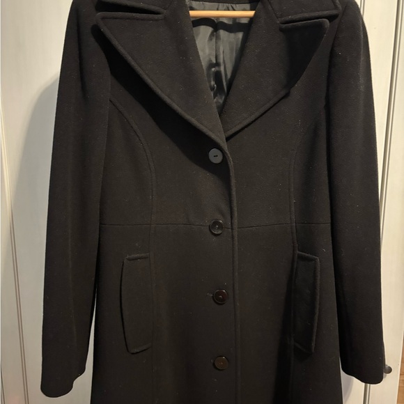 Larry Levine long Walking Coat, Black, Size 6 - Picture 4 of 6